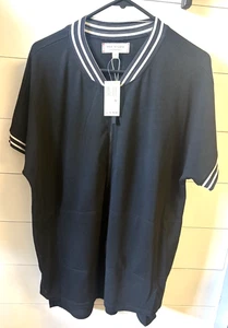 Neu mit Etikett Max Studio kurzärmelige schwarze Tunika mit Kängurutasche 1/2-Reißverschluss Pullover XL - Bild 1 von 6