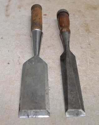 Antique chisel lot Stanley Everlasting Everlast 1 1/2 pat 1905 Craftsman 2" tool - Image 1 of 4