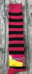 Knee Socks Women’s Size 9-11 Stripes in Black With Raspberry Stripes - Picture 1 of 4