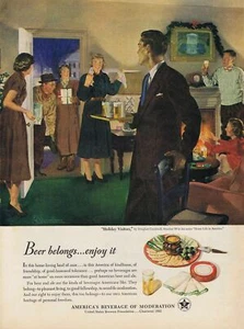 1950 BEER Belongs DOUGLASS CROCKWELL Christmas Holiday Visitors Print Ad - Picture 1 of 1