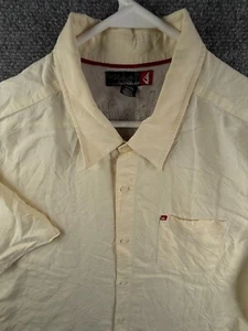 Quiksilver Men Short Sleeve Button Up Shirt Yellow XL Outdoors Rayon Blend - Picture 1 of 19