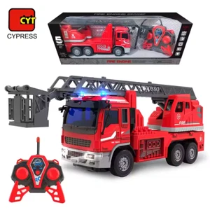 Remote Control Fire Truck-1:30 Scale City Rescue Team w/ Ladder Lights Sounds - Picture 1 of 6