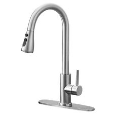 Kitchen Sink Faucet Brushed Nickel Single Handle Swivel Pull Down Sprayer Mixer