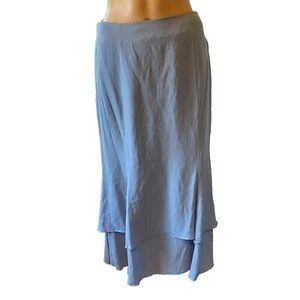 Adrianna Papell Occasions Womens 10P Silk Blue Midi Skirt Largenllook Layer - Picture 1 of 9