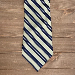 IZOD Mens Neck Tie 100% Silk Designer Classic Striped Blue Green - Picture 1 of 3