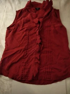 Talbots Petite Maroon Sleeveless Blouse Size 6P 100% Silk - Picture 1 of 7