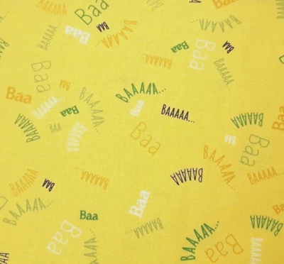 Sheeps & Peeps Quilting Treasures BTY BAA BAAAA's Words Sounds Green Yellow - Image 1 of 3