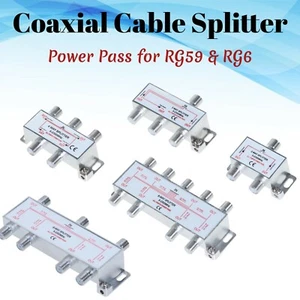 Coaxial Cable Splitter 2 3 4 6 8 Way RG6 RG59 Coax 5-2300 MHz Satellite HDTV - Picture 1 of 15