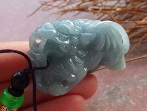 Certified Green Burma Natural A Jade jadeite Pendant Flying Dragon Pi Xiu 547306 - Picture 1 of 8