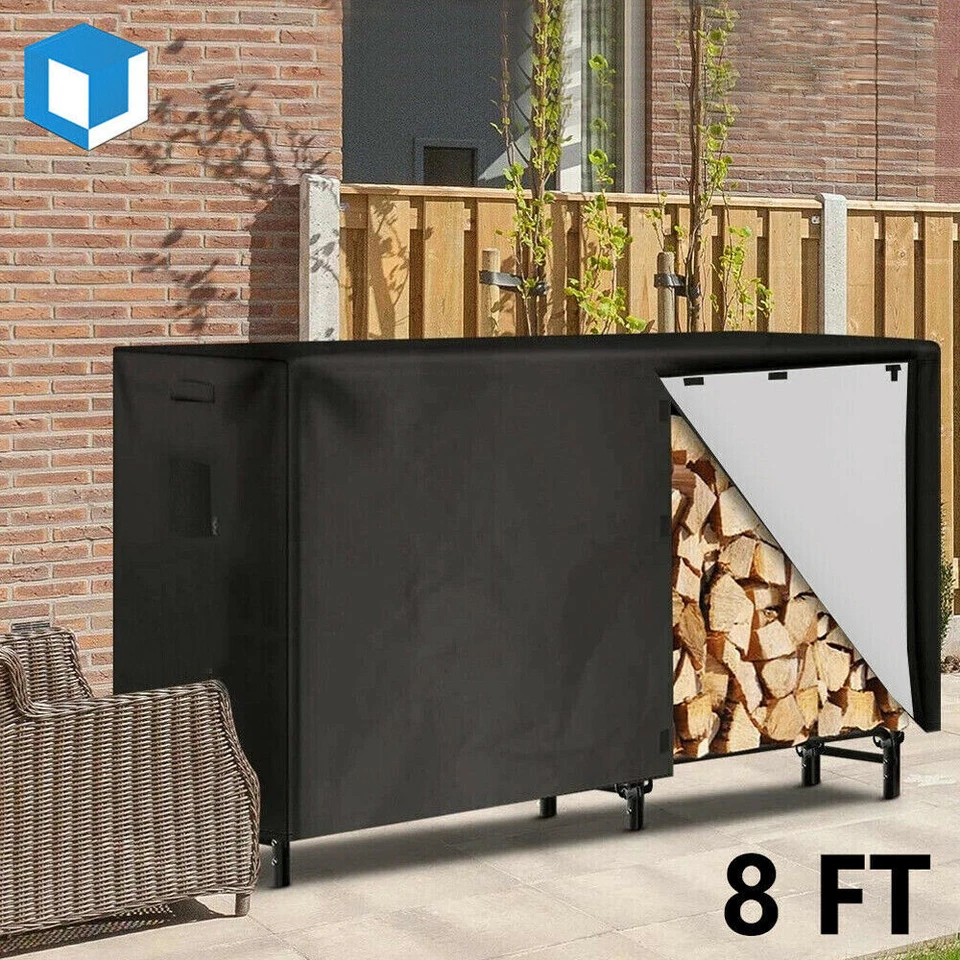 8 Feet Firewood Log Rack Cover Heavy Duty Outdoor Waterproof Dust Sun Protector - Image 1 of 4