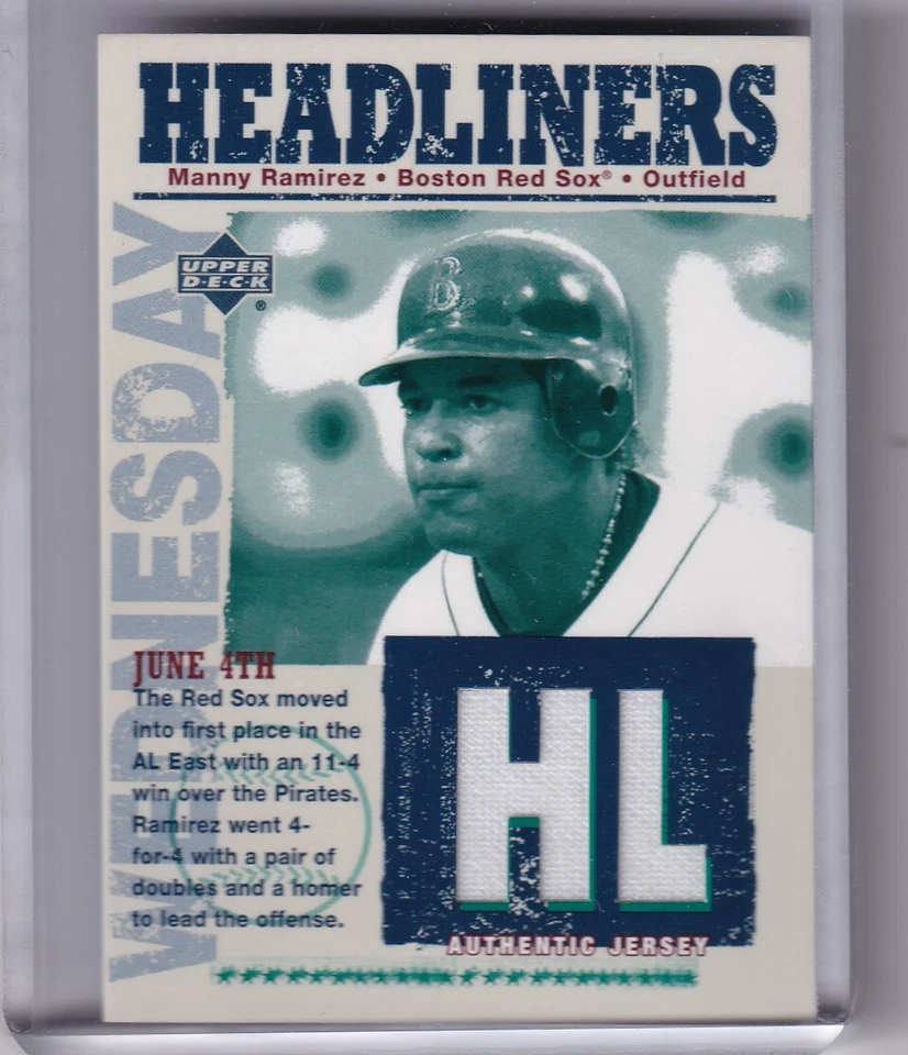 2004 UPPER DECK #HL-MR MANNY RAMIREZ GAME-WORN JERSEY BOSTON RED SOX 0150 - Image 1 of 1