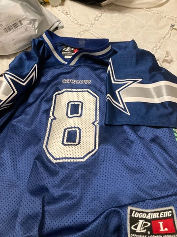 Troy Aikman logo athletic Dallas Cowboys NFL football jersey youth large Cover