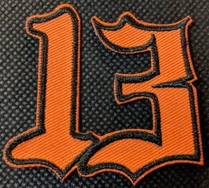Nummer 13 schwarz auf orange # 13 Aufnäher Motorrad Aufnäher Biker Patch - Bild 1 von 1