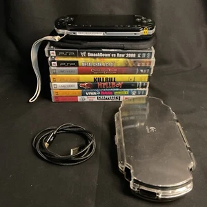 Sony PSP Bundle PSP-1001 W/ 2 Games 5 Vid Console Memory Card Case No Charger - Picture 1 of 7