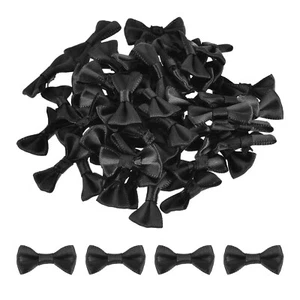 50pcs Black Bow Ties 1.2"x0.6" Mini Bowknot for Crafting Satin Bows Bulk - Picture 1 of 6