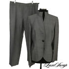 $4045 LNWOT Akris Switzerland Ash Grey Twill Stand Clr 2PC Jacket Pants Suit 14