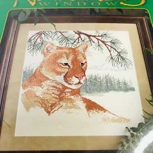 VTG NATURE'S WINDOW CROSS STITCH KIT Mountain Cat #5408 Cougar NEW IN PKG  - Picture 1 of 4