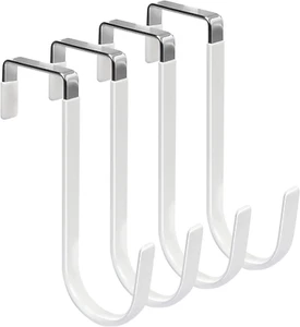 FYY over the Door Hooks, 4 Pack Hangers Hooks with Rubber Prevent Scratches - Picture 1 of 12