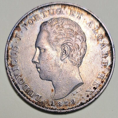 1879 Portugal 500 Reis Extra Fine Silver Coin - Image 1 of 4