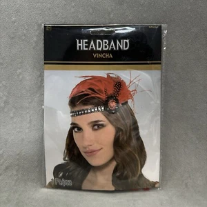 Amscan Charleston Headband Red Feather & Jewel Headband Costume Cosplay - Picture 1 of 5