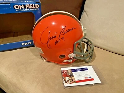Jim Brown Signed Cleveland Browns HOF 71 NFL Full Size Authentic Helmet PSA/DNA - Image 1 of 4