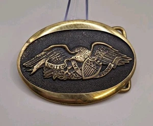 AMERICAN EAGLE HEBILLA DE CINTURÓN LATÓN MACIZO UNIDOS ESTAMOS PATRIMONIO COMO NUEVO REGISTRADO - Imagen 1 de 5
