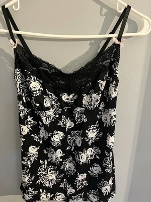 Camiseta sin mangas Babydoll Cami de encaje floral transparente Fairy Grunge Y2K Boho M lazo femenino Foto 1 de 4