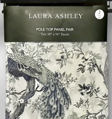 2 Laura Ashley Belvedere Peacock Window Curtains Panel Drapes 38 x 96”  Panels - Image 1 of 4