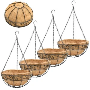 4 Pack 12 Inch Hanging Baskets for Plants Outdoor Metal Hanging Planter Baske... - Picture 1 of 7