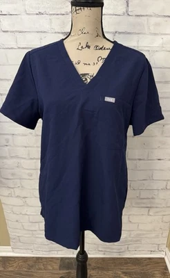 Figs Catarina Blue Sz Large One Pocket Scrub Top Classic Fit Medical Work Wear - Image 1 of 4
