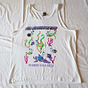 Vintage Puerto Vallarta Mexico Fish in the Water Tank Top Size XL - Picture 1 of 4