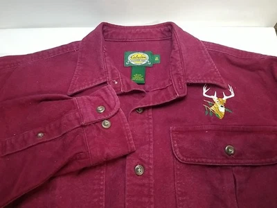 Cabelas Shirt Men's Long Sleeve Medium Regular Chamois Heavy Cotton Deer Hunting - Image 1 of 4