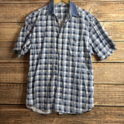 Camisa vaquera vintage Guess para hombre cuello vaquero mediano a cuadros azul retro Foto 1 de 4