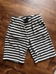 BOY TEA COLLECTION SHORTS 7 Black And White Stripe Terry Cloth - Picture 1 of 4