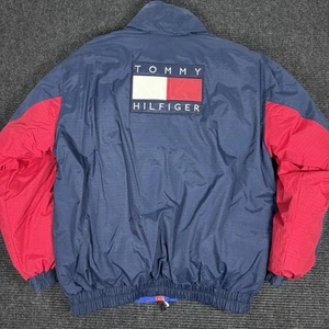 Chaqueta acolchada de plumas de pato Tommy Hilfiger vintage años 90 reversible mediana - Imagen 1 de 13