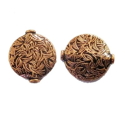 10 PIEZAS 17X15X3MM CUENTAS DE MONEDA TEXTURIZADAS CUENTAS DE COBRE OXIDADO 912 LATAS- Foto 1 de 3