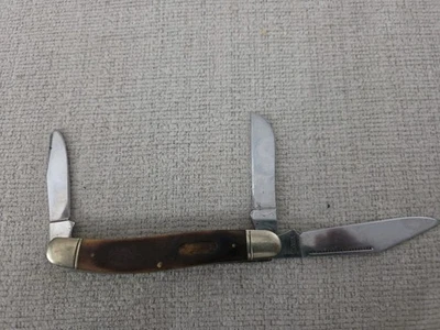 Cuchillo de bolsillo Schrade Old Timer 858OTB mango de hueso falta placa de marca Foto 1 de 4