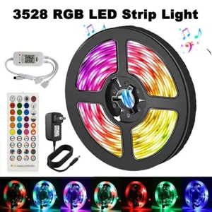 3528 RGB LED Strip Light DC 12V Bluetooth 40key Remote Controller Power Adapter - Picture 1 of 16