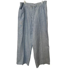JM Collection Women's Size 16 Blue Wash Intrepid Linen Wide Leg Pants. - Picture 1 of 7