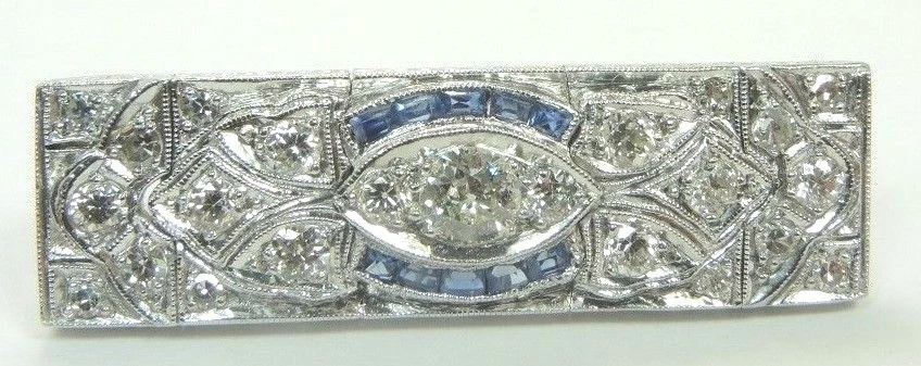 Antiguo broche prendedor de diamantes Art Deco años 20 platino EGL EE. UU. tasación 1,35X,4" Foto 1 de 4