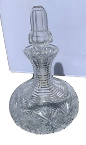 Antiguo Americano Corte Brillante Cristal, Decantador, 11,5 pulgadas - Imagen 1 de 5
