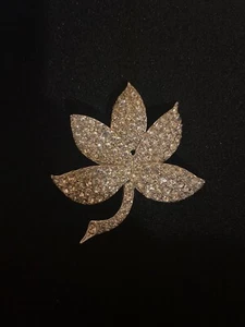 Vintage Brooch Leaf Estate Signed Pell Rhinestone Pin Excellent Condition - Picture 1 of 6