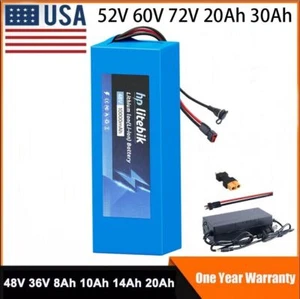 Ebike Battery 72V 60V 52V 48V 36V 8Ah 10Ah 14Ah 20Ah 30A 50W-3600W Electric Bike - Picture 1 of 54