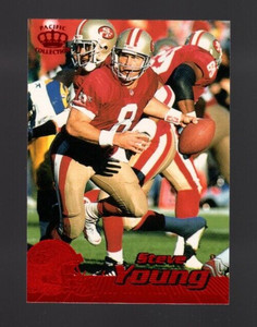 1996 Pacific Red Parallel STEVE YOUNG Football Card 376 San Francisco 49ers