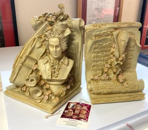 Vntg Bookends Victorian Renaissance symphony Figi graphics bust Beethoven music - Picture 1 of 13
