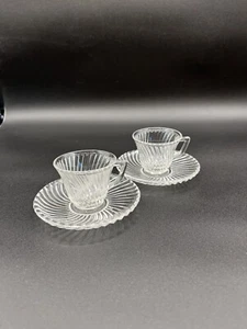 Vintage FEDERAL GLASS "DIANA" Swirl Clear Demitasse Cup and Saucer (2) - Picture 1 of 8