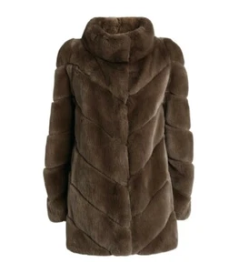 Yves Salomon Ladies Brown Rex Rabbit Coat Size Fr 36 Brand New With Tags - Picture 1 of 10