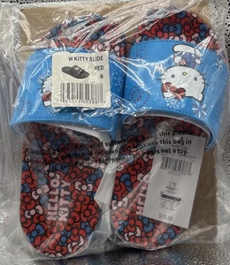 Hello Kitty Girls Slide Sandals Size 6 Red White Blue Sanrio Summer New! - Picture 1 of 4