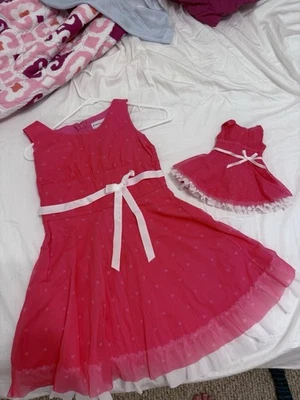 American Girl  Pink Sweetheart Heart Dress w/ White Trim For Girls and Doll - Image 1 of 4