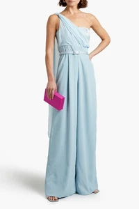 RRP€1037 MIKAEL AGHAL Crepe Jumpsuit One-Piece US4 UK8 IT40 S Chiffon Overlay - Picture 1 of 9